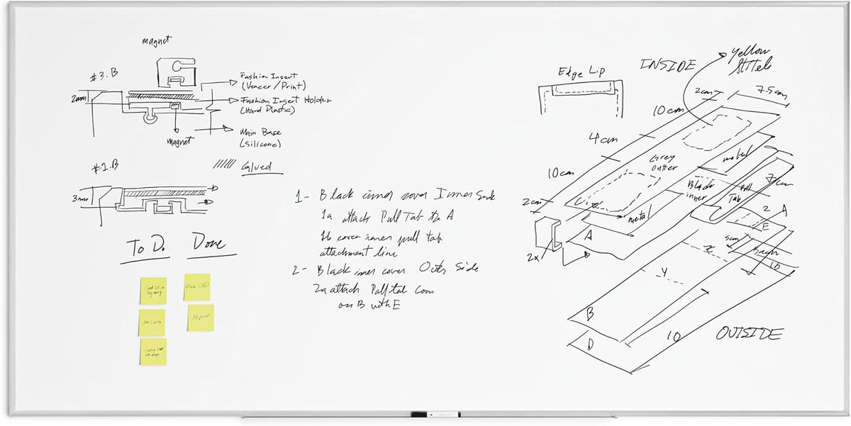 U Brands Dry Erase White Board, 96" x 48", Magnetic, Aluminum Frame