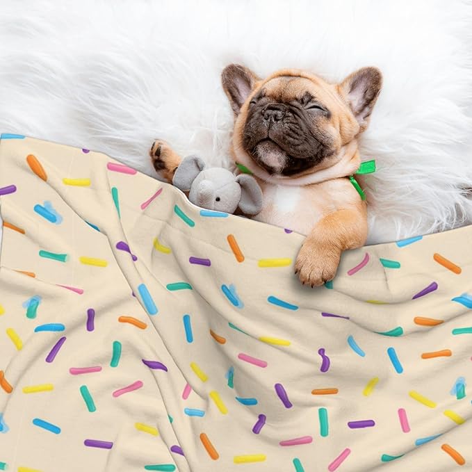 Pet Blanket for Couches and Beds, White Donut, Reversible Double Sided Plush Design with Soft Bumpy Texture and Smooth Surface, Furniture Protector