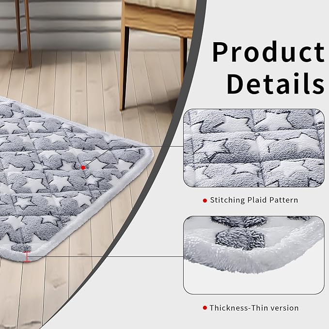 Soft Reversible Dog Crate Pad 2Pcs - 24x16 Inch, Plush Pet Mat, 0.6-inch Thick, Ideal for Small Dogs, Machine Washable