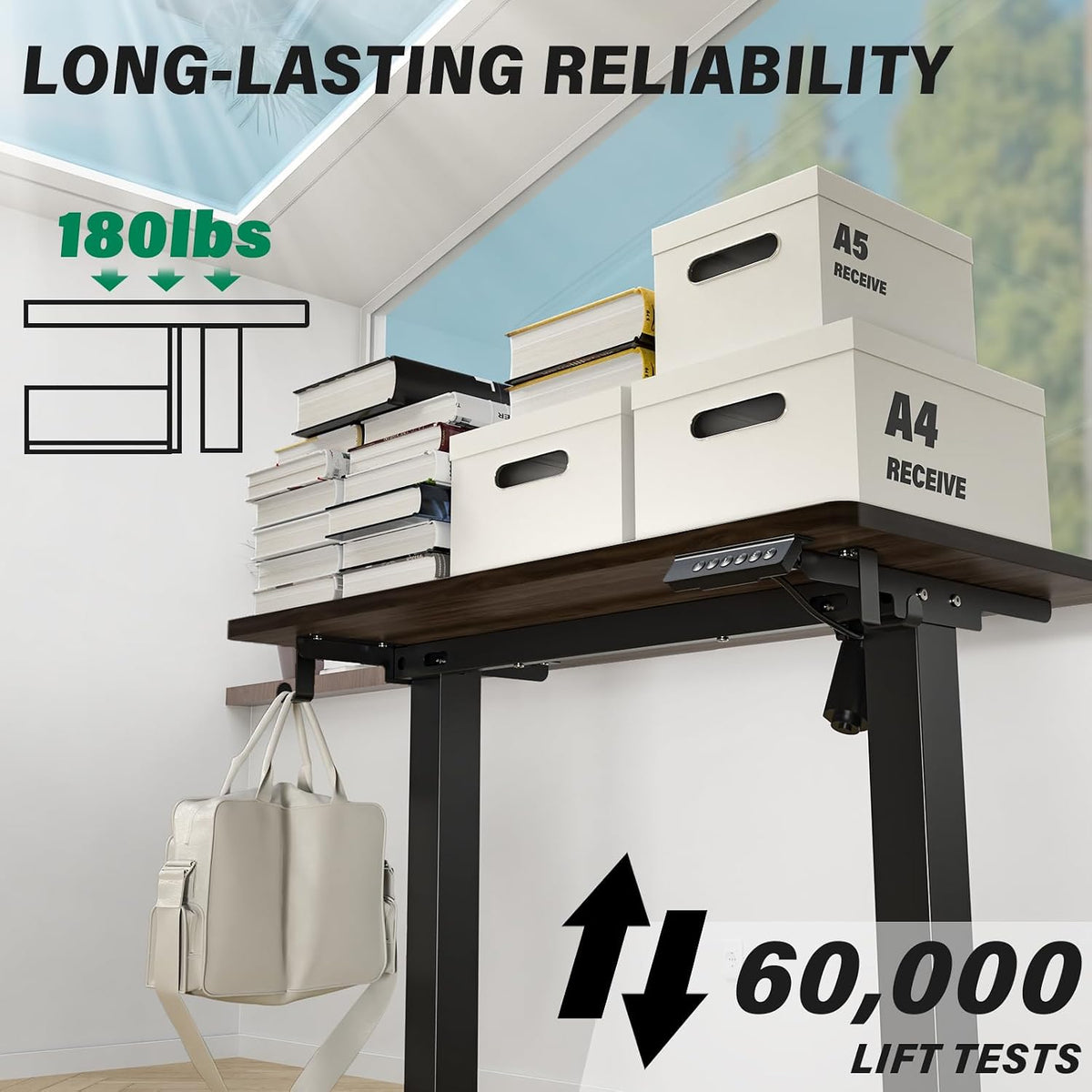 Kingant Standing Desk, 35x20 Inch Electric Height Adjustable Computer Desk
