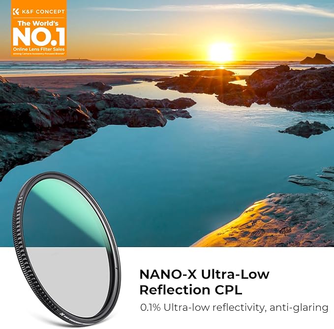 K&F CONCEPT 55mm Ultra-Low Reflectivity Circular Polarizers Filter 28