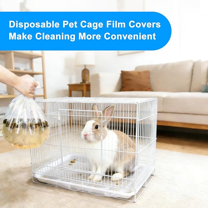 Disposable Cage Liners 50PCS, Plastic Litter Liner Bag for Cage, Cage Toilet Film Cover Litter Liner Bags for Small Animals as Guinea Pig, Hamster, Hedgehog, Bunny, Bird, Rabbit (L(47.2 * 47.2''))