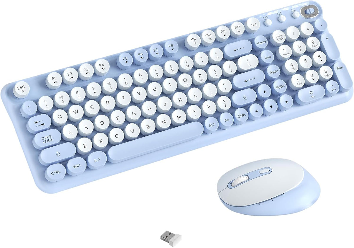Colorful Wireless Keyboard and Mouse Combo (Blue)