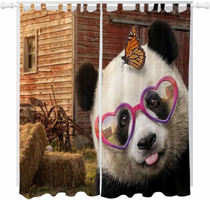 Farm Panda Living Room Curtains 96 Inch Length, Window Curtains Tab Top