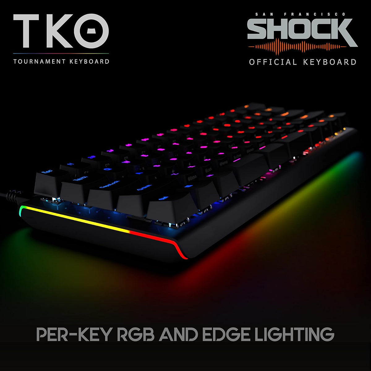 KINESIS Gaming TKO Mechanical Keyboard | Linear Red Switches | 60% Layout | Split Spacebar | Hotswap | PBT Keycaps | Aluminum Body | SF Shock Limited Edition Travel Case