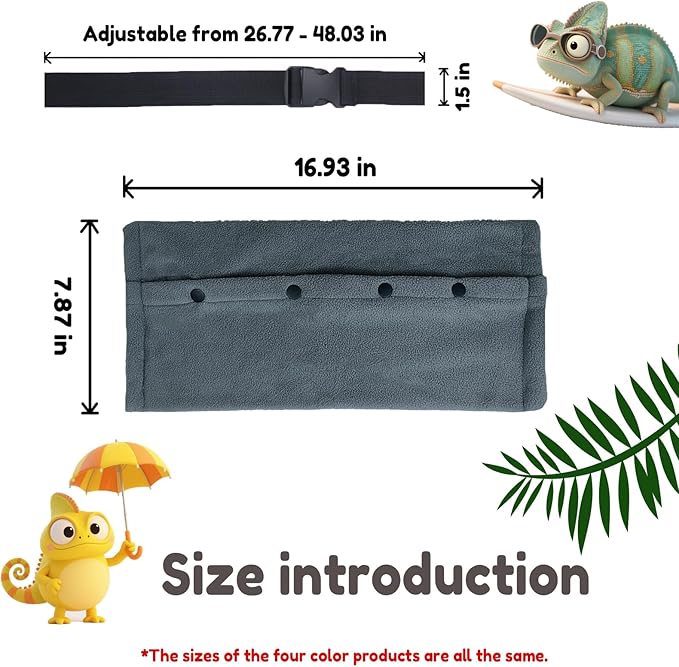 Adjustable Bearded Dragon Carriers Sling, Animal Sling Carrier Bag for Geckos, Crested Geckos, Lizards, Chameleons - Portable Reptile & Small Pet Outdoor Carrier Bag (Gray)
