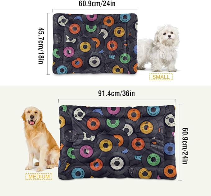 Pet Bed Vinyl Records Music Dog Bed Mat Absorbing Non Slip Pad Pet Sleeping Mat for Small, Medium, and Large Dogs Puppy Cat 36 in x 24 in