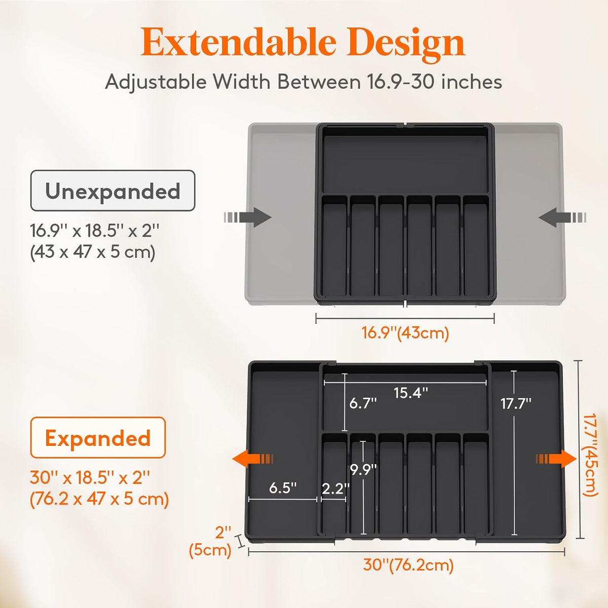 Lifewit Extra Large Silverware Drawer Organizer, Expandable Utensil Tray
