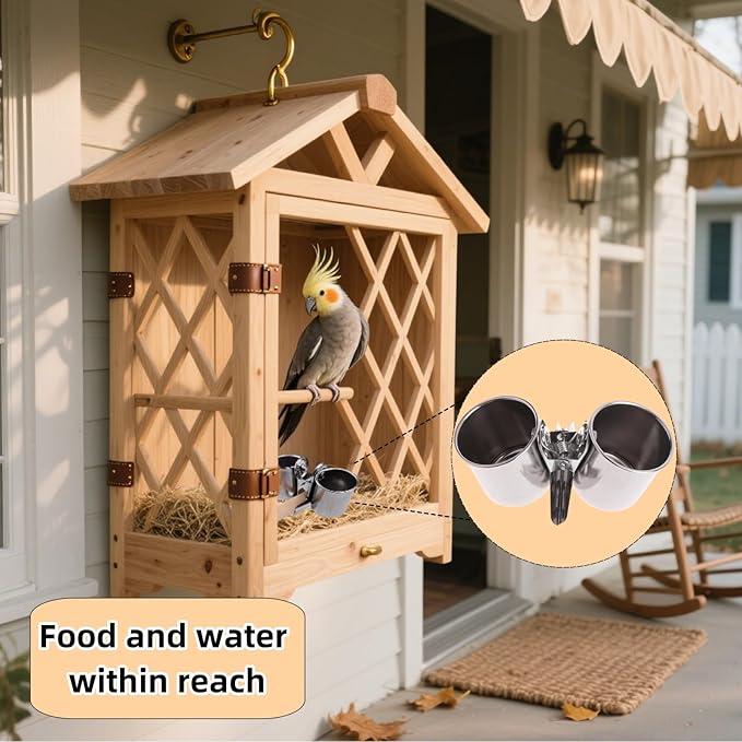 2 PCS Stainless Steel Bird Bowls with Clamp Bird Cage Feeder and Water Dish Set Anti Spill Easy Clean Food Bowls for Parrot Small Animal Carrier Backpack Accessories