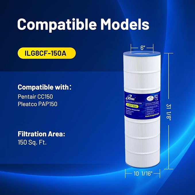 iLiving ILG8CF150A Premium Pool & Spa Filter Cartridge