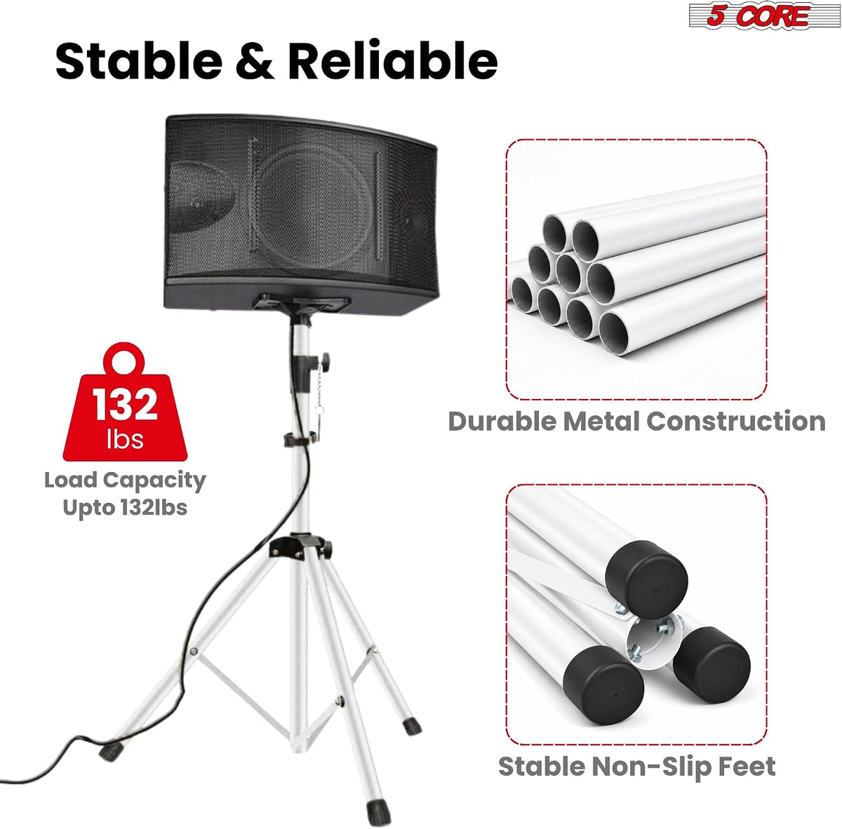 5 Core Speaker Stand Tripod Pair Adjustable PA DJ Universal Pole Mount