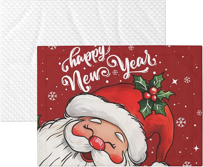 Happy New Year Throw Blanket - Red Xmas Blanket for Dog Cat Pet 40x30 Santa Blankets for Couch Sofa Bed