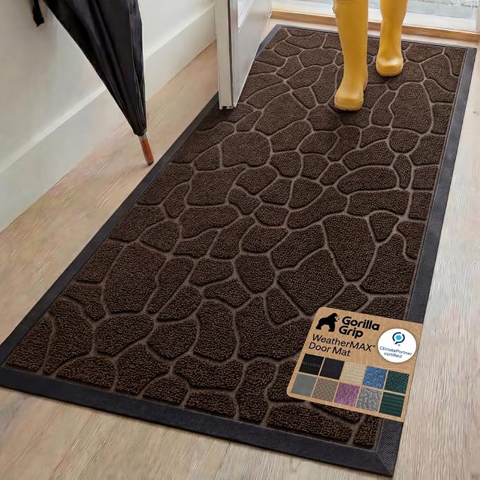 GORILLA GRIP 100% Waterproof All-Season WeatherMAX Doormat, US Designed Natural