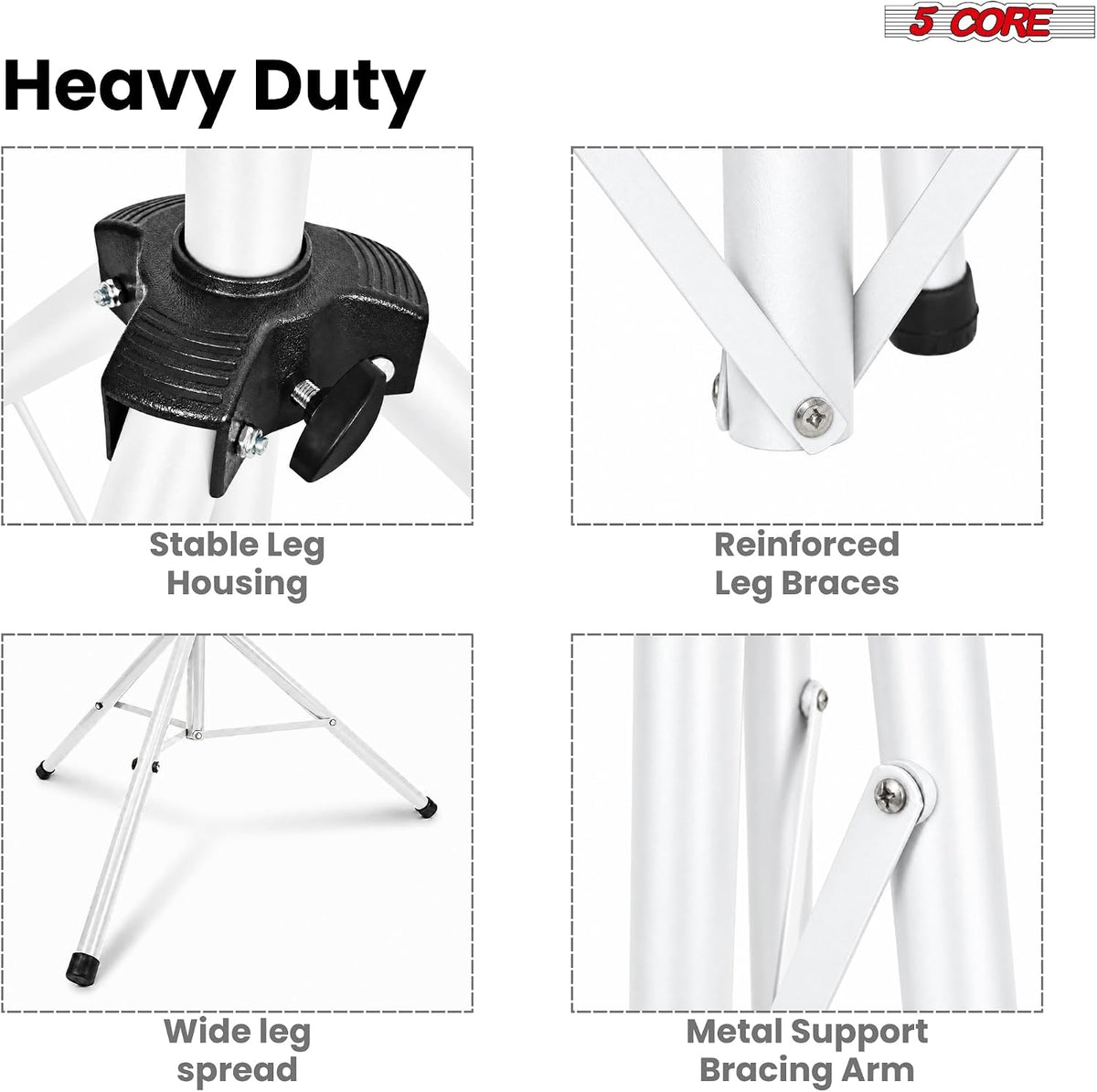 5 Core Speaker Stand Tripod Pair Adjustable PA DJ Universal Pole Mount