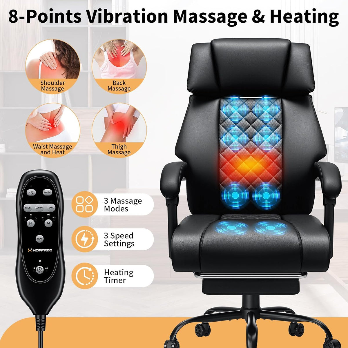 HOFFREE 8-Point Vibration Massage Office Chair with Heat for Home Office