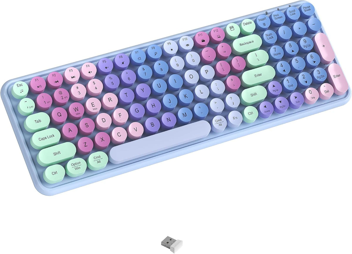 Colorful Wireless Bluetooth Keyboard (Rainbow Purple)