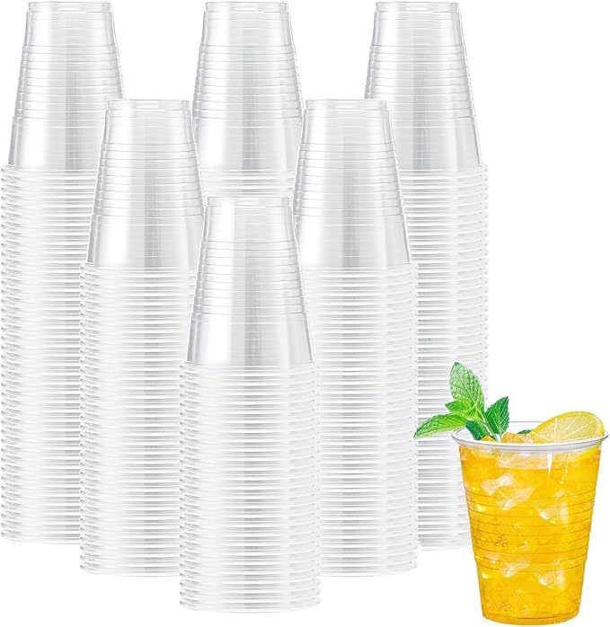 Lamosi 500 Count 9 oz Clear Plastic Cups, Disposable Cold Drinking Cups |