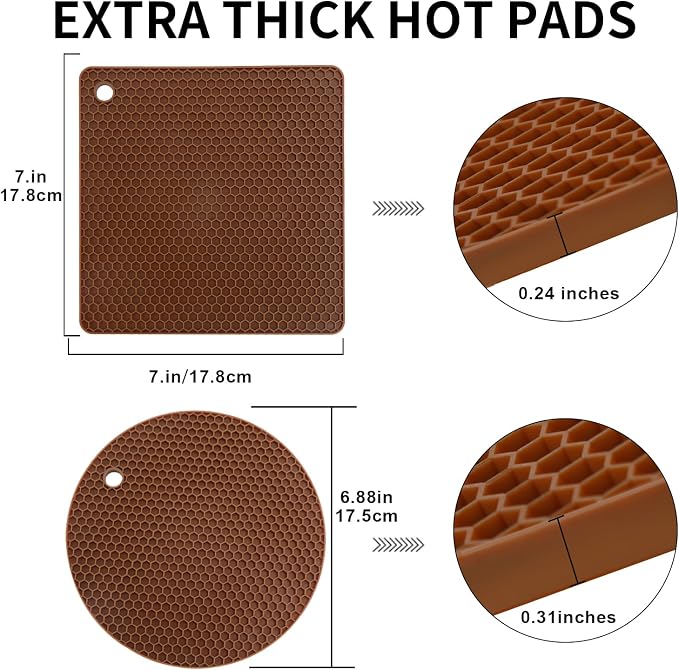 4 Pack Silicone Trivet Mats, Heat Resistant Hot Pot Holders and Pads
