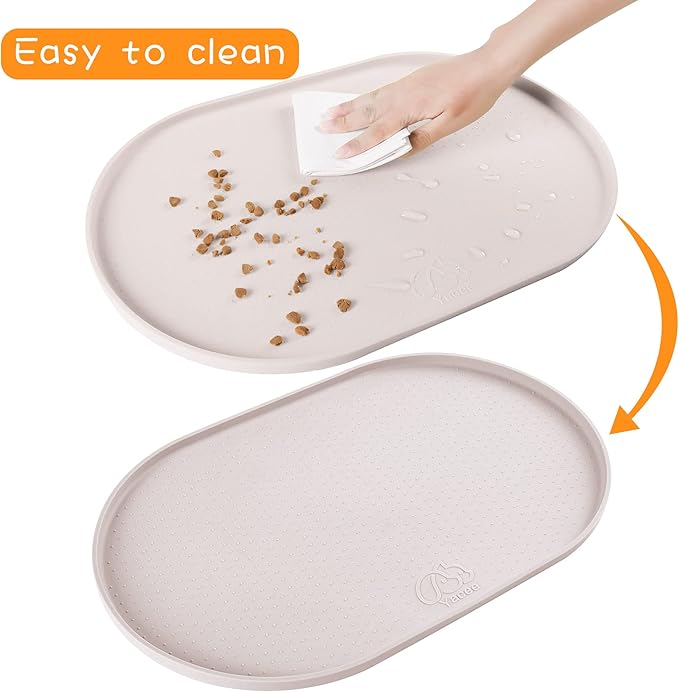 100% Waterproof 1.0" Raised Edge BPA Free Silicone Dog Food Mat, Pet Cat Feeding Mats Contain Spills Protects Floors, Placemats for Cats and Dogs Water Bowl Dishwasher XXL Large.