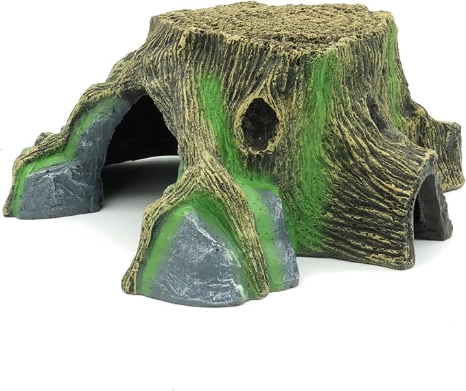 JIHAQUA Resin Large Turtle Tank Accessories Reptile Hideouts Cave Habitat Decor for Gecko Leopard Lizards Toad