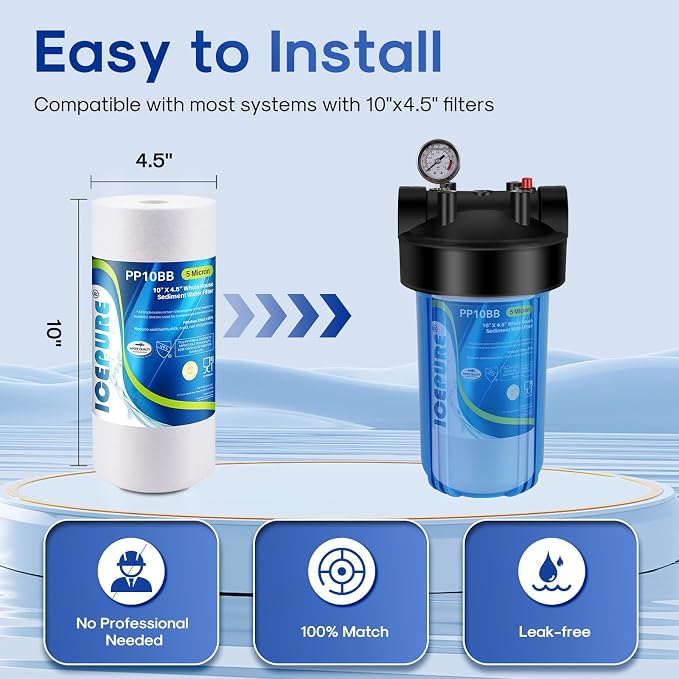 ICEPURE PP10BB 5 Microns 10" x 4.5" Whole House Sediment Water Filter