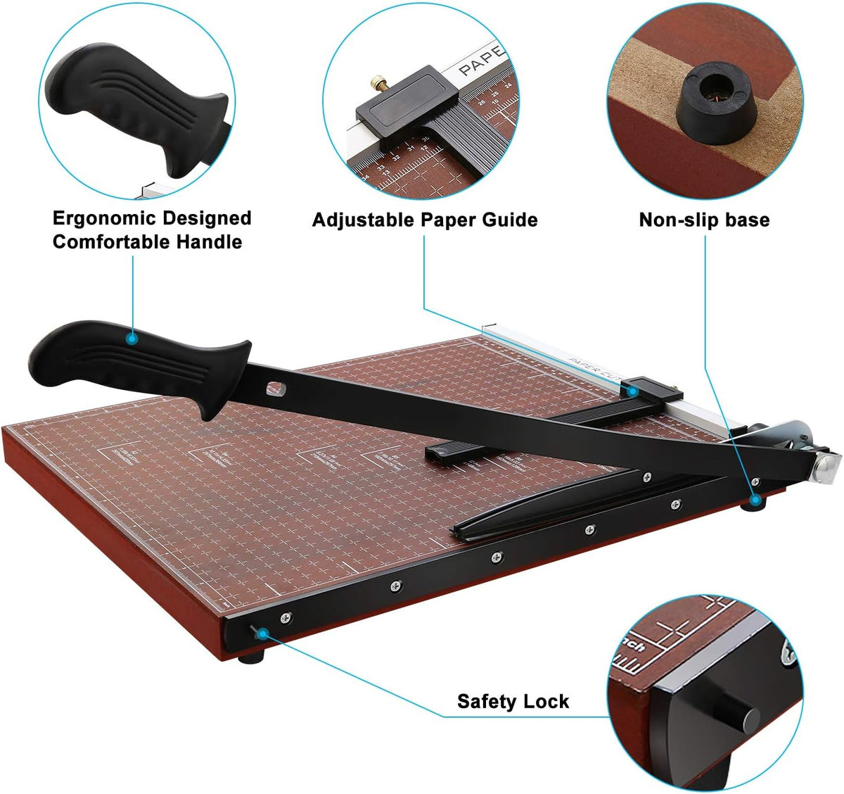 A2-B7 Paper Trimmer Paper Cutter Heavy Duty Trimmer Gridded Paper Photo Guillotine Craft Machine 18 inch Cut Length 12 Sheets Capacity for Office Home Use
