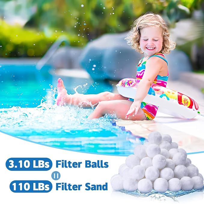QwayHome 3.1 lbs Pool Filter Balls, Reusable Filter Sand Balls