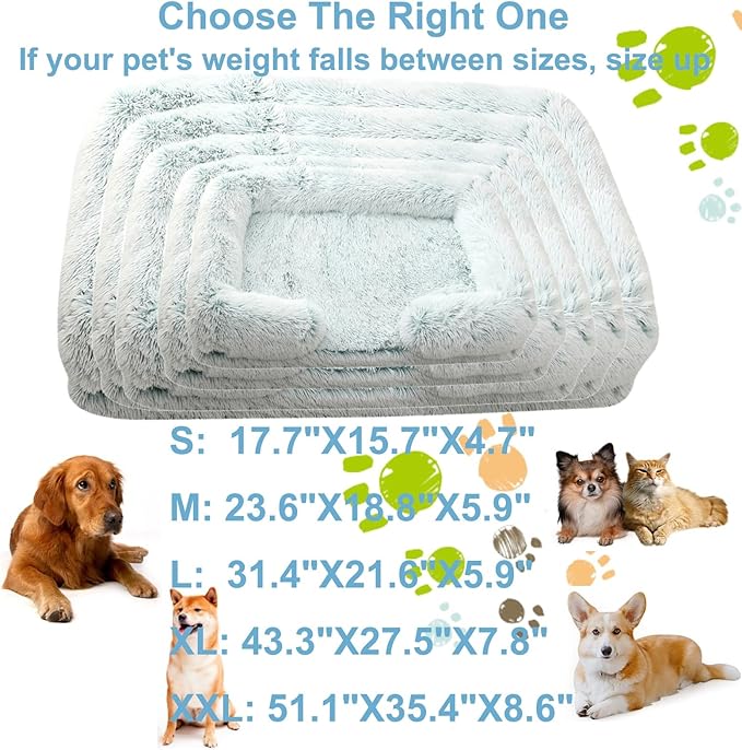 Dog Beds Large Sized dog Orthopedic, Sofa Dog Bed with Waterproof Lining and Nonskid Bottom, Rectangle Washable Dog Bed for Medium Small Dogs and Cats Comfortable ( Color : Green2 , Size : 51 x 35" )