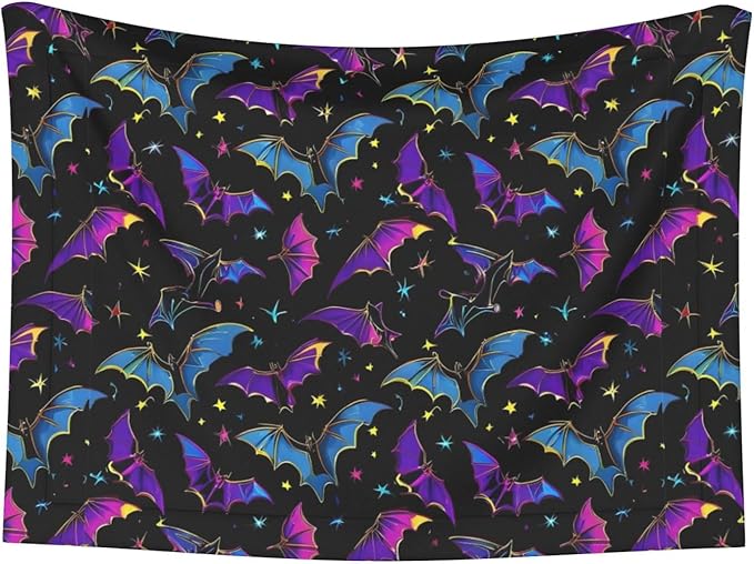 Reversible Plush Pet Blanket for Puppies Kittens, Halloween Cool Bats, Double Sided Gentle Dot Texture for New Pets Adjusting to Home Environment Softly