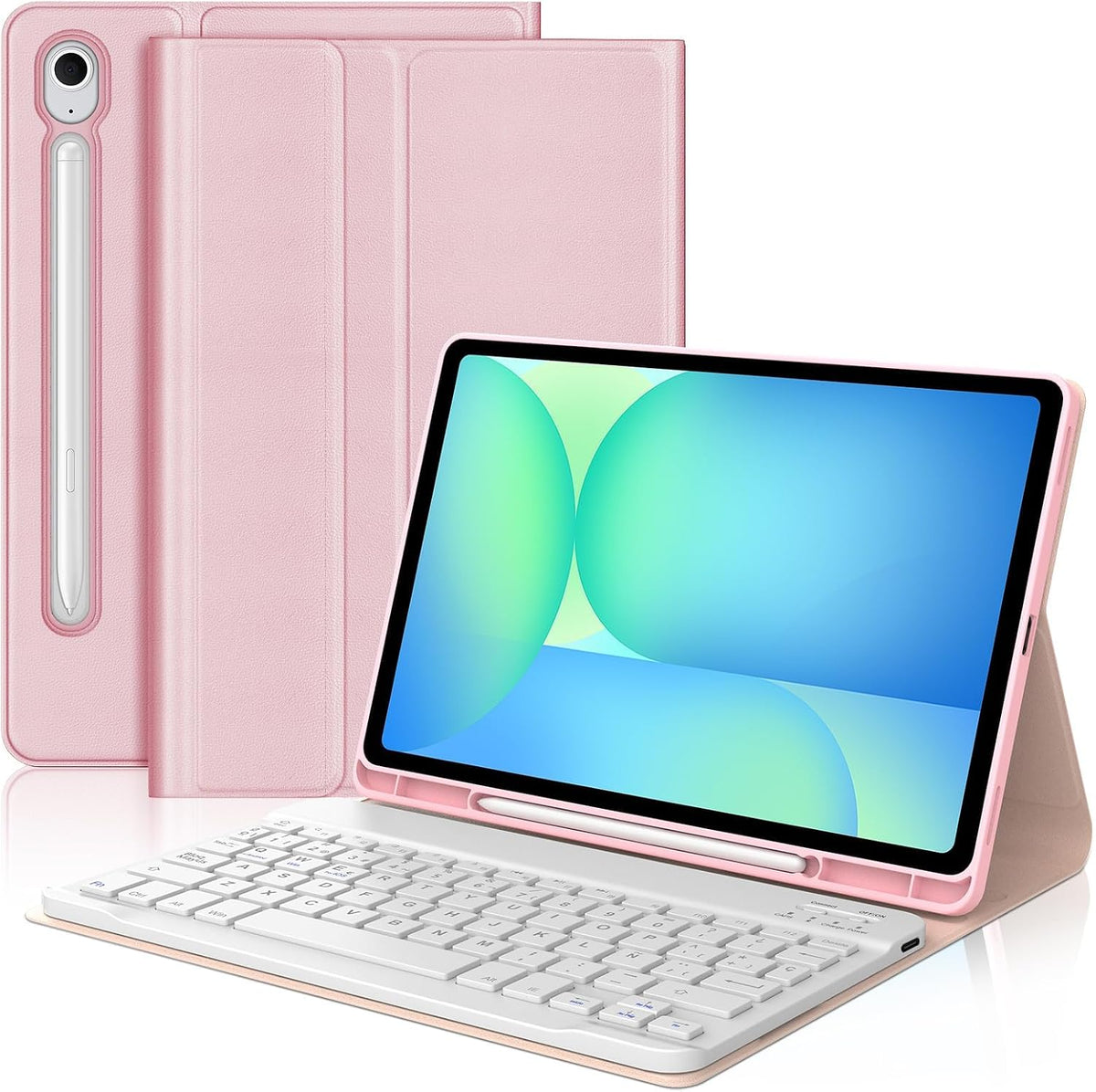 Keyboard Case for Samsung Galaxy Tab S10 Lite/ S10 FE/ S9 FE 5G 10.9 Inch/S9 11 Inch, Magnetic Detachable Wireless Tablet Keyboard, Soft PU Leather Case, Folio Protector Cover with S Pen Holder