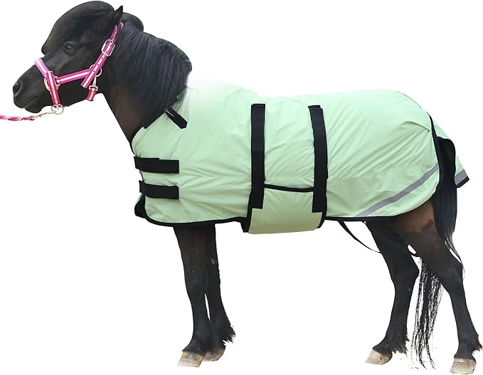 Foal/Mini Horse Size 30"-48" Waterproof & Breathable 300 Denier Winter Turnout Blanket with 150g Polyfill Grassgreen Large