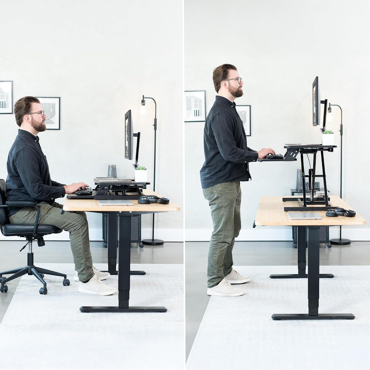 VIVO 32 in Standing Desk Riser, Height Adjustable Workstation