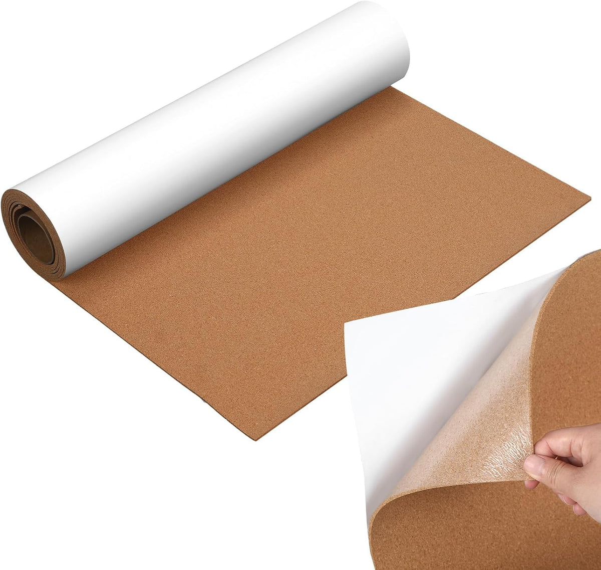 Geetery 24 x 100 Inches Self Adhesive Cork Roll 1/8" Thickness Bulletin Message Board for Door Signs Floor Wall Decors DIY Craft