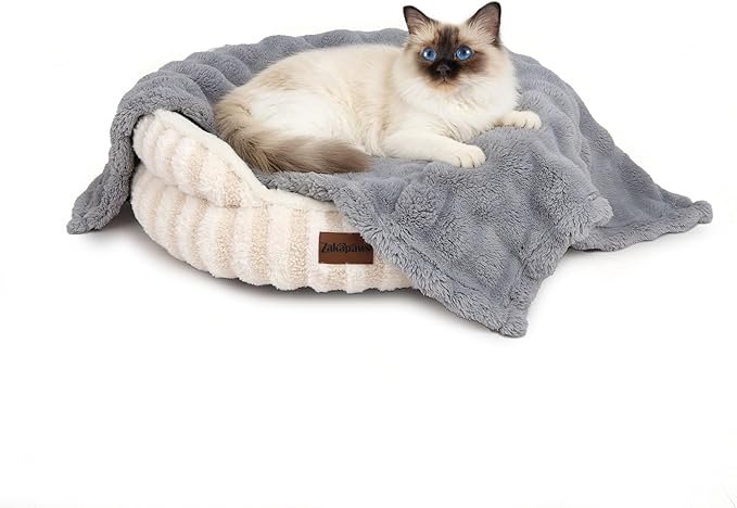Dog Blankets Washable Pet Blanket - Fluffy Fuzzy Cat Puppy Blanket with Premium 300GSM 3D Fleece Bubble for Pet Kitten Doggy, Grey, 25x35IN
