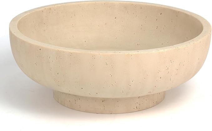 Decorative Resin Bowl, Large Fruit Bowl, Artificial Travertine Beige | Perfect