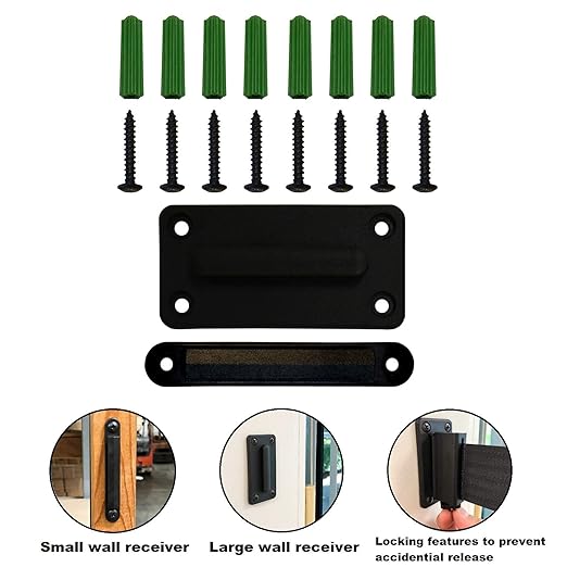 VIP Crowd Control Retractable Belt Queue Safety Stanchion Barrier Set, 36" Ht, 78" Belt + Wall Bracket (6 YEL Posts Black Belt + SFrame + WBracket)