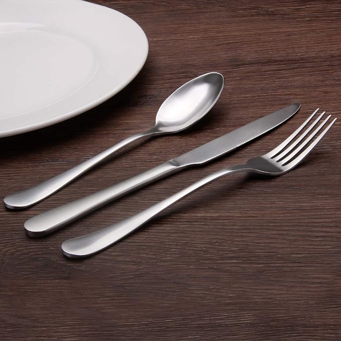 Matte Silverware Set, 20-Piece Stainless Steel Flatware Set, Kitchen Utensil