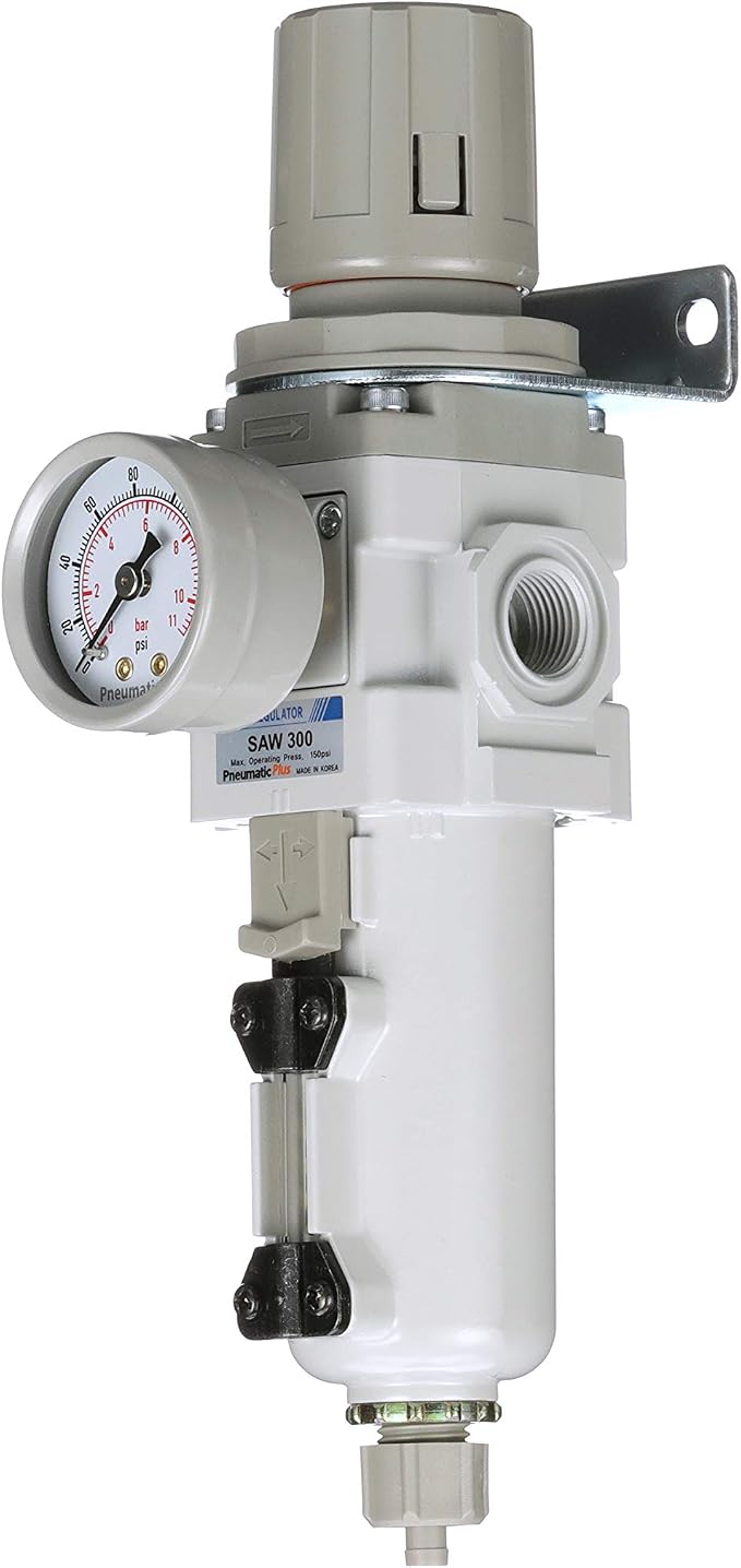 PneumaticPlus SAW300-N03BG-MEP Compressed Air Filter Regulator Piggyback Combo