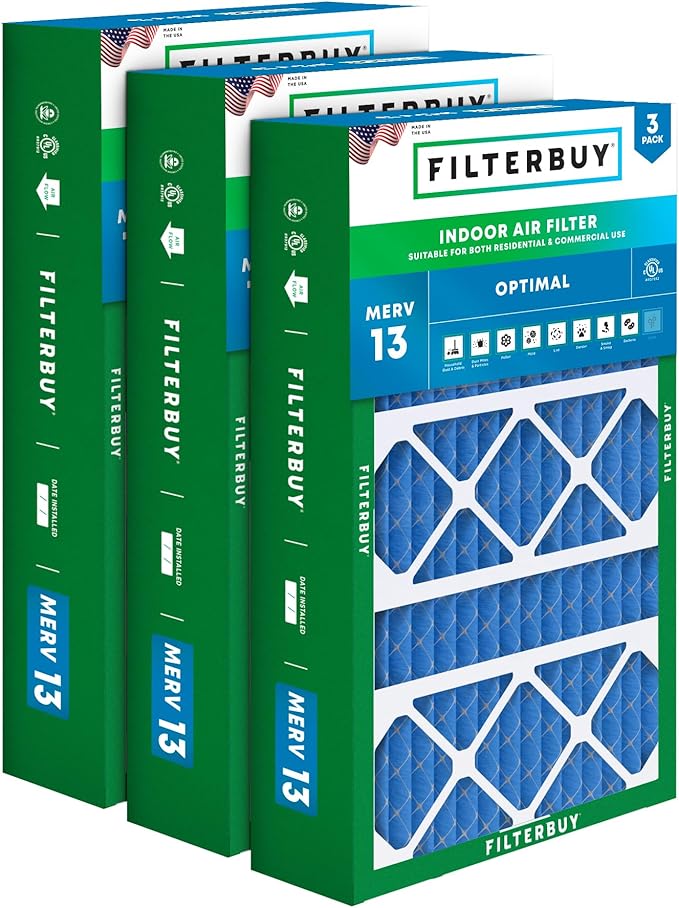 Filterbuy 15.75x27.63x3.50 Air Filter MERV 13 Optimal Smoke & Allergy Defense