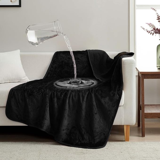 Waterproof Pet Blanket, Liquid Pee Proof, Sherpa Fleece Protector – Pet Hair Resistant Water Proof Bed Cover for Dogs Couch Sofa Car Bedding Comforter (Black, 60"x80")