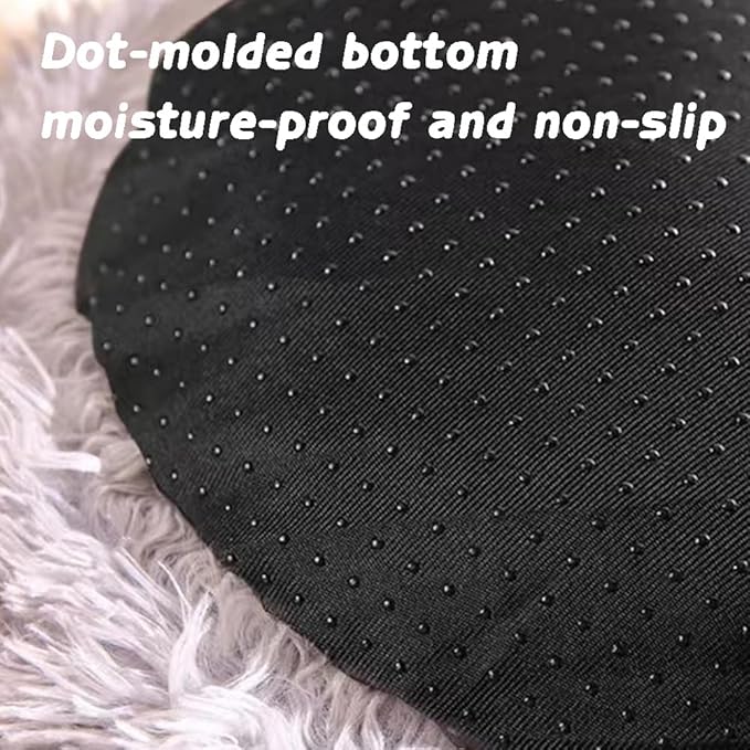Plush Fluffy Dog and Cats Round Bed, Ultra-Soft Plush with Raised Rim, Non-Slip Bottom, Plush Cat Bed with A Cover, for Small Dogs and Cats (Gray, X-Large)
