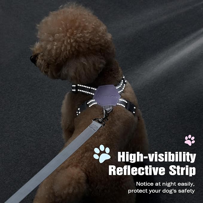Pawaboo Small Dog Harness and Leash Set, Puppy Harness X-Frame No Pull No Choke, Dog Vest Harness Adjustable for Small Medium Sized Dogs,Soft Breathable Pet Harness for Walking Outing, S, Purple Daisy
