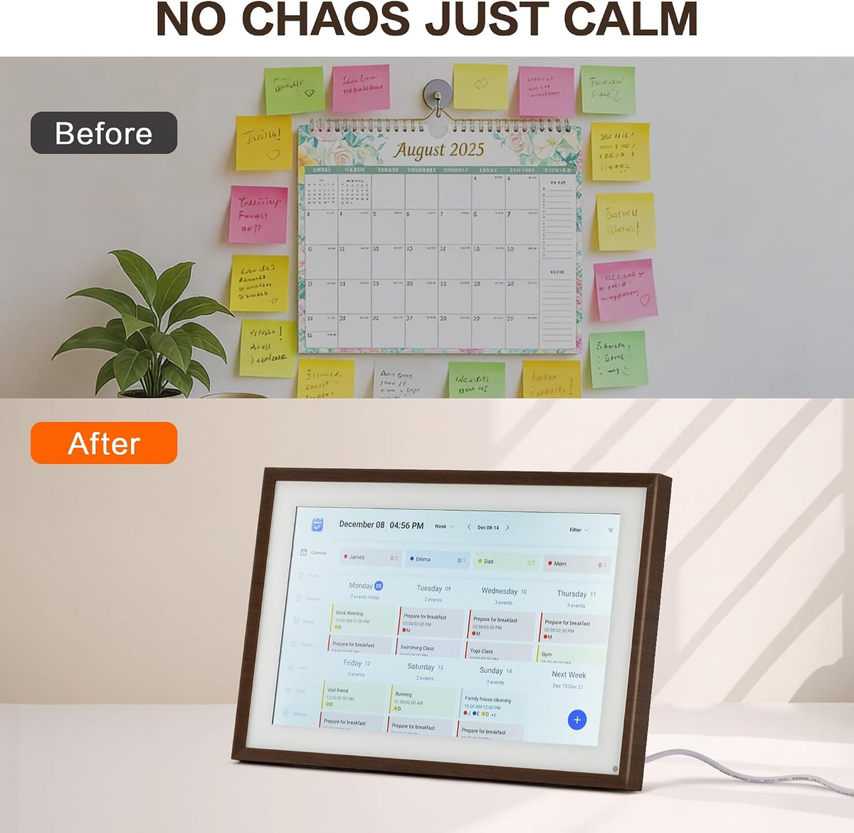 10.1 Inch Digital Calendar, Smart Electronic Calendar with HD Touch Screen - Digital Family Planner with Chore Chart, Meal Planner & Photo Frame, Multi-Calendar Sync
