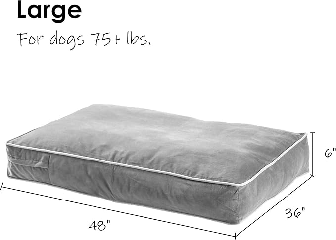 South Pine Porch Buddy Reversible Rectangle Pillow Style Microfiber Dog Bed with Removable, Machine-Washable Cover, Denim, Large (48 in. x 36 in.)
