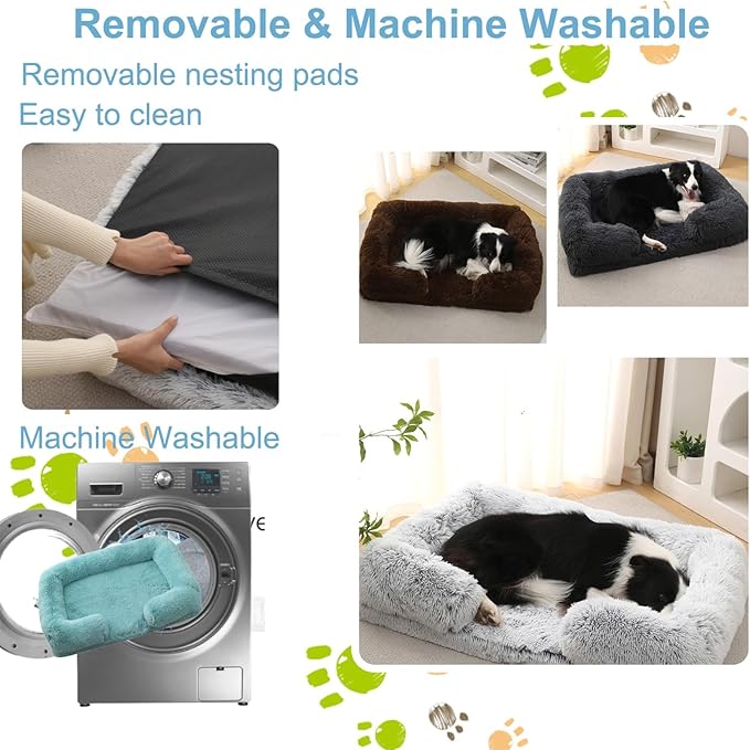 Dog Beds Large Sized dog Orthopedic, Sofa Dog Bed with Waterproof Lining and Nonskid Bottom, Rectangle Washable Dog Bed for Medium Small Dogs and Cats Comfortable ( Color : Green1 , Size : 51 x 35" )