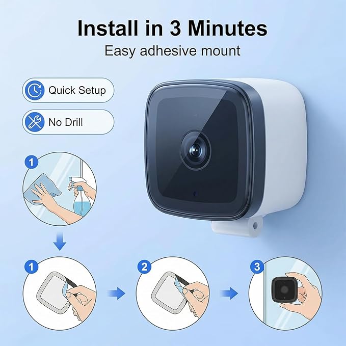 Smart 2K Window Security with Peel-and-Stick Installation, Bluetooth, AI Color Night Vision, 24/7 Continuous Recording for Home Security&Pet Monitoring&Driveway Surveillance (USB 32GB)