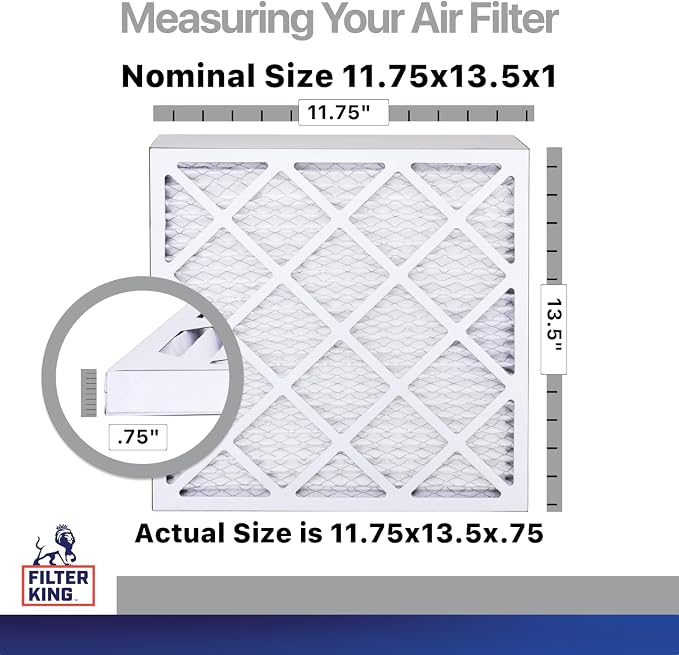 Filter King 11.75x13.5x1 Air Filter | 4-PACK | Carbon MERV 8 HVAC Pleated A/C
