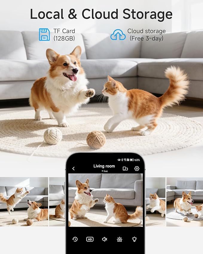 Noorio Security Indoor Camera with 5GHz WiFi, 2K UHD Security Camera, Pet/Dog/Baby Camera with Phone app, Night Vision, Human/Pet Auto Tracking, 360 Pan-Tilt, Works with Homekit, T110
