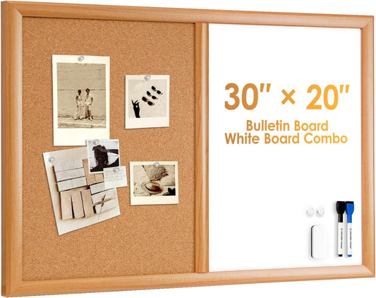 ARCOBIS Cork Board White Board Combo with MDF Wood Frame