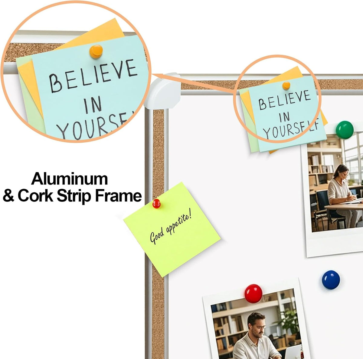Large Magnetic White Board for Wall,Aluminum & Cork Strip Frame Whiteboard for Office,Presentation Dry Erase Board Wall Mount,Large Whiteboard for School Classroom Huge Whiteboards (60" W x 48" H)